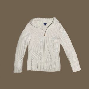 Tabi White Knit Zip up Sweater Women's